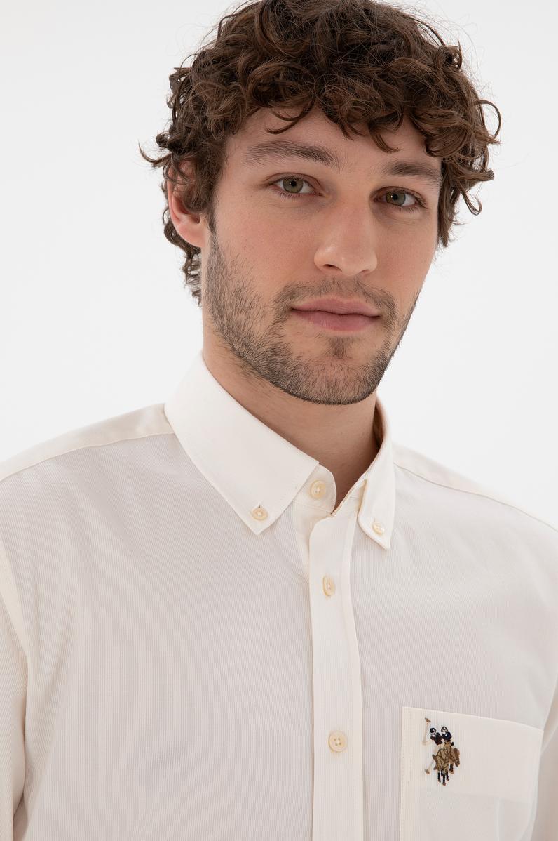 Erkek Krem Uzun Kollu Gömlek