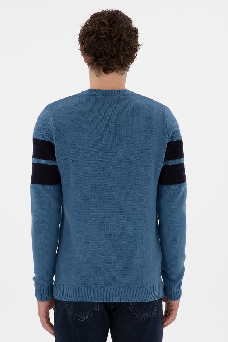 Erkek Slim Fit Bisiklet Yaka Saks Kazak - 50293041007