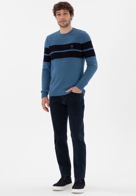 Erkek Slim Fit Bisiklet Yaka Saks Kazak - 50293041007