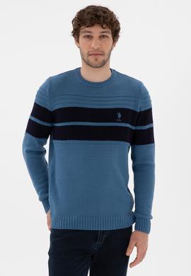 Erkek Slim Fit Bisiklet Yaka Saks Kazak - 50293041007