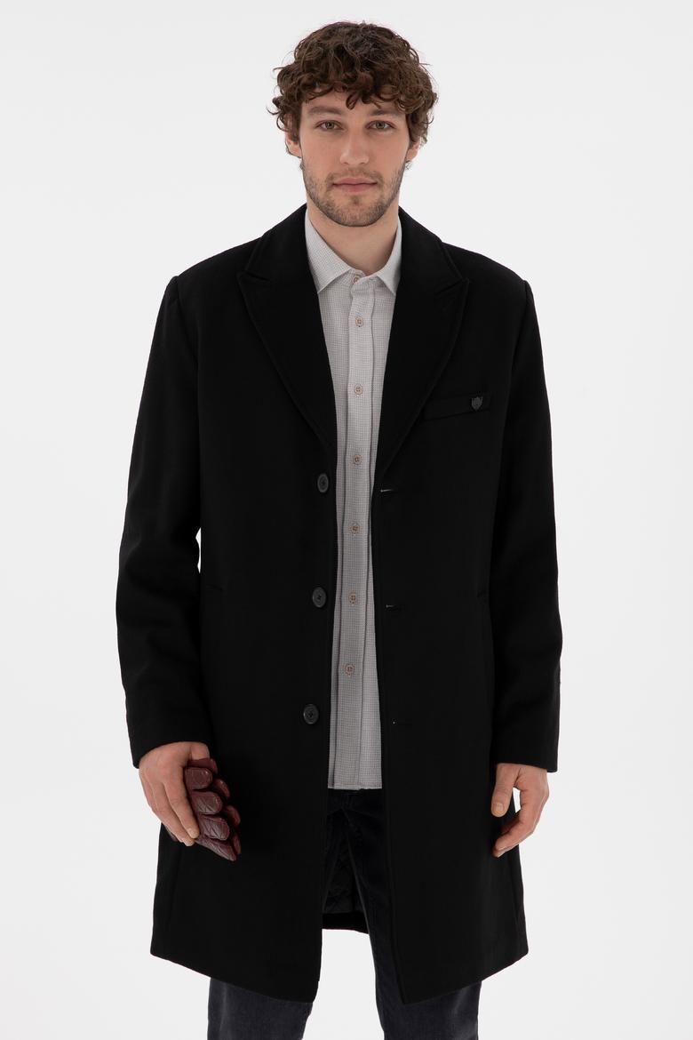 Erkek Siyah Kaşe Kaban