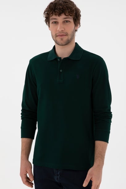 Erkek Koyu Yeşil Basic Sweatshirt