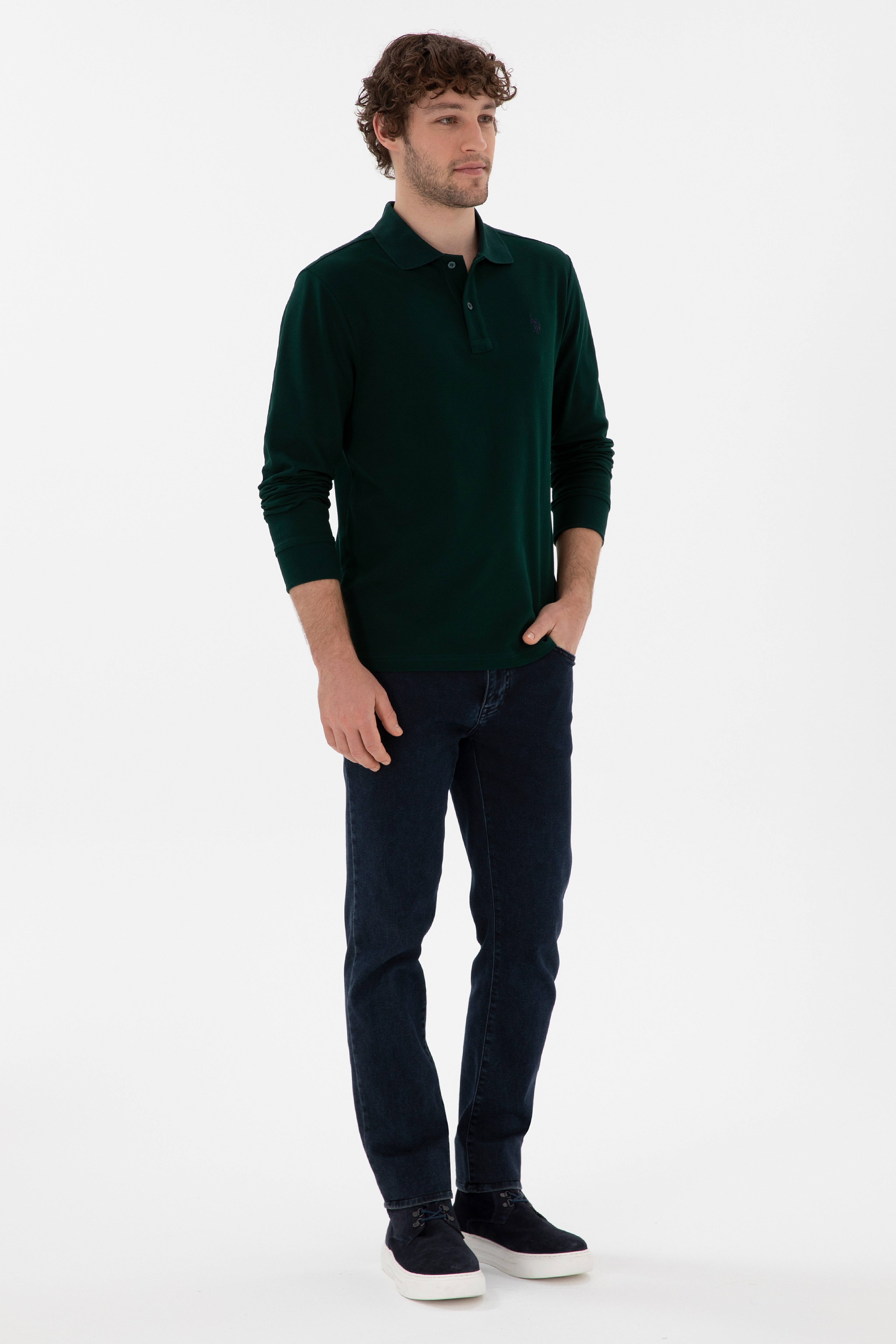 Erkek Koyu Yeşil Basic Sweatshirt - Image 4