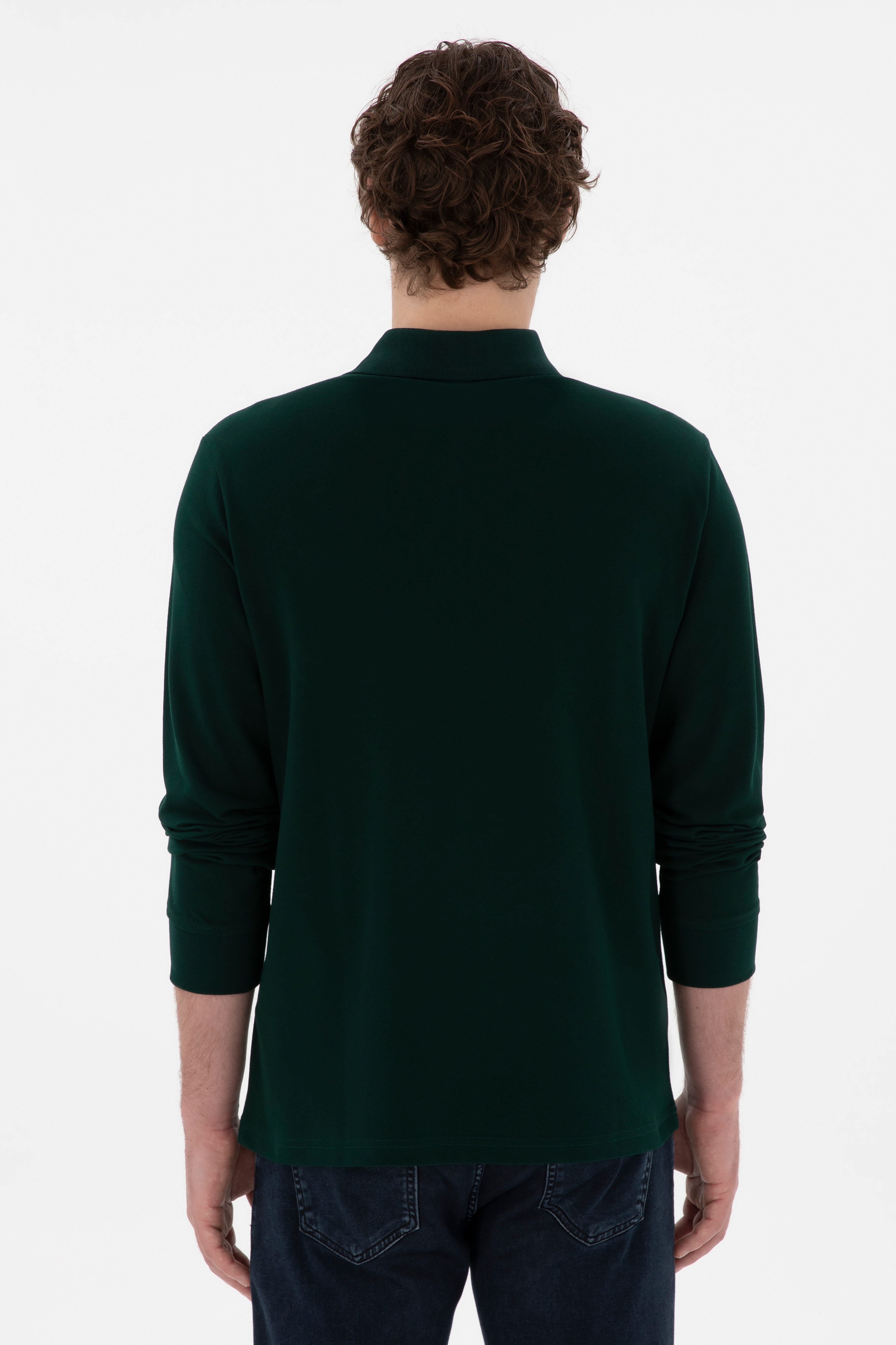 Erkek Koyu Yeşil Basic Sweatshirt - Image 5
