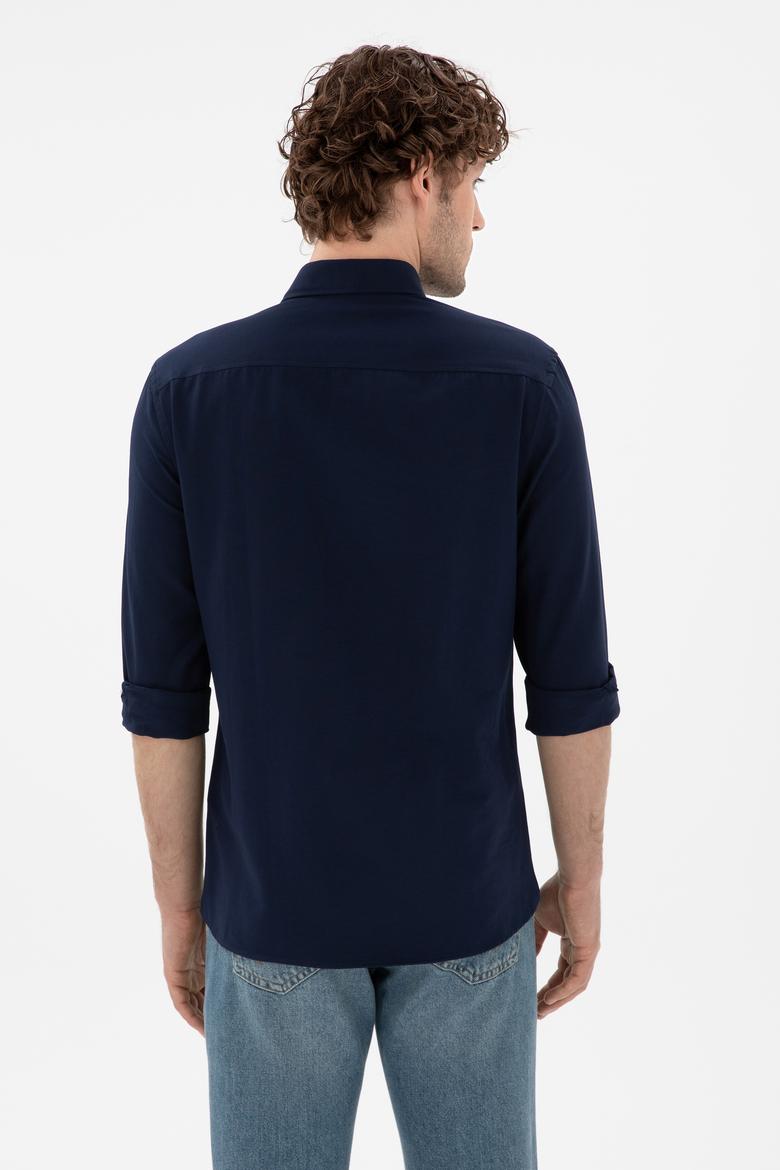 Erkek Lacivert Uzun Kollu Basic Gömlek - 50306338010