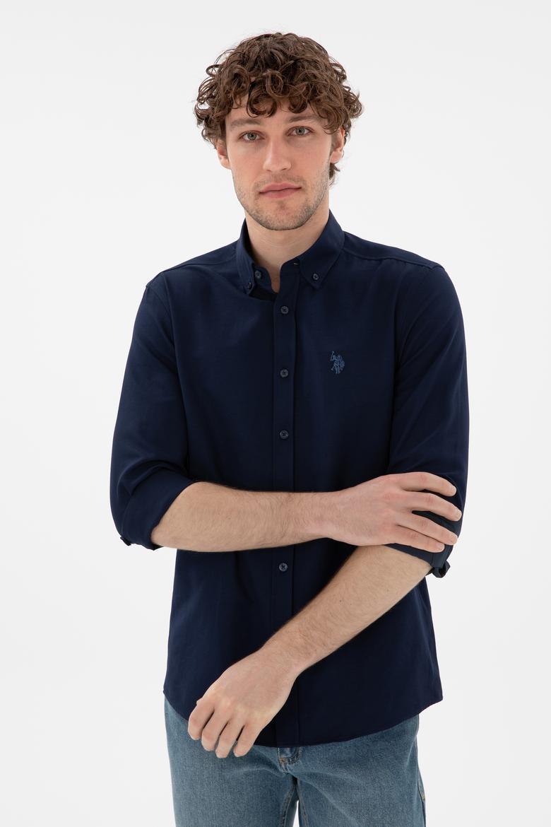 Erkek Lacivert Uzun Kollu Basic Gömlek - 50306338010