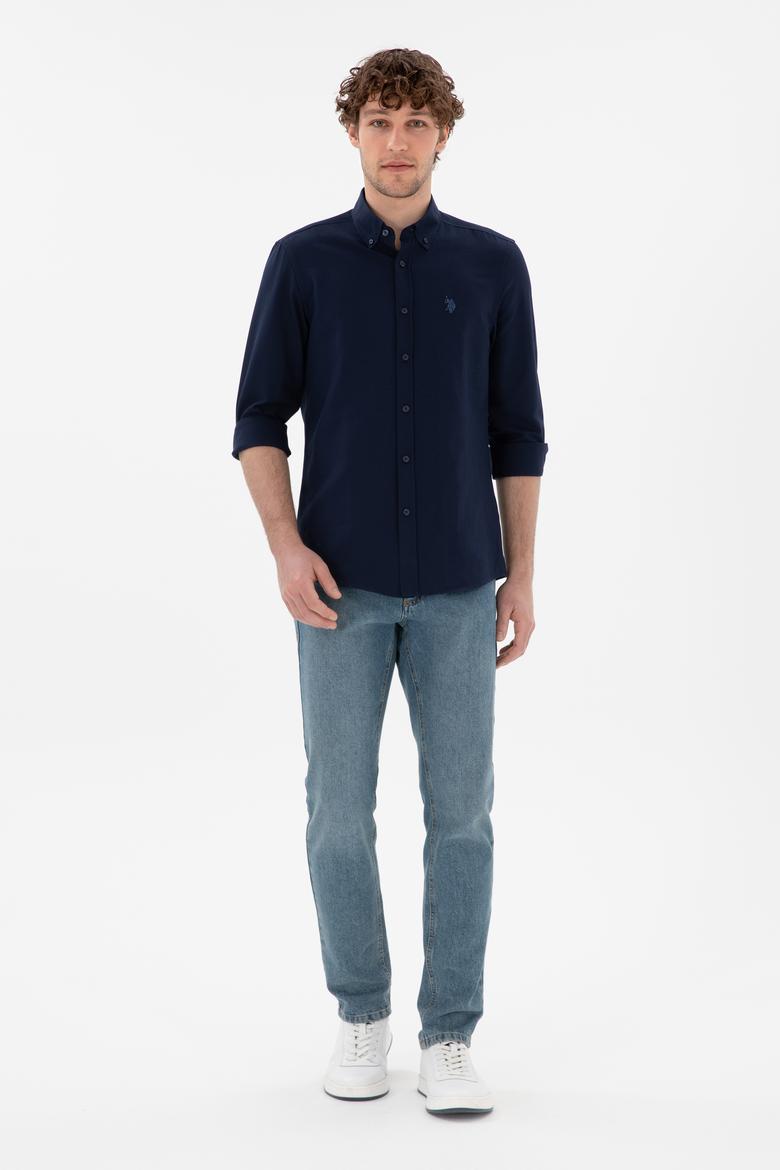 Erkek Lacivert Uzun Kollu Basic Gömlek - 50306338010