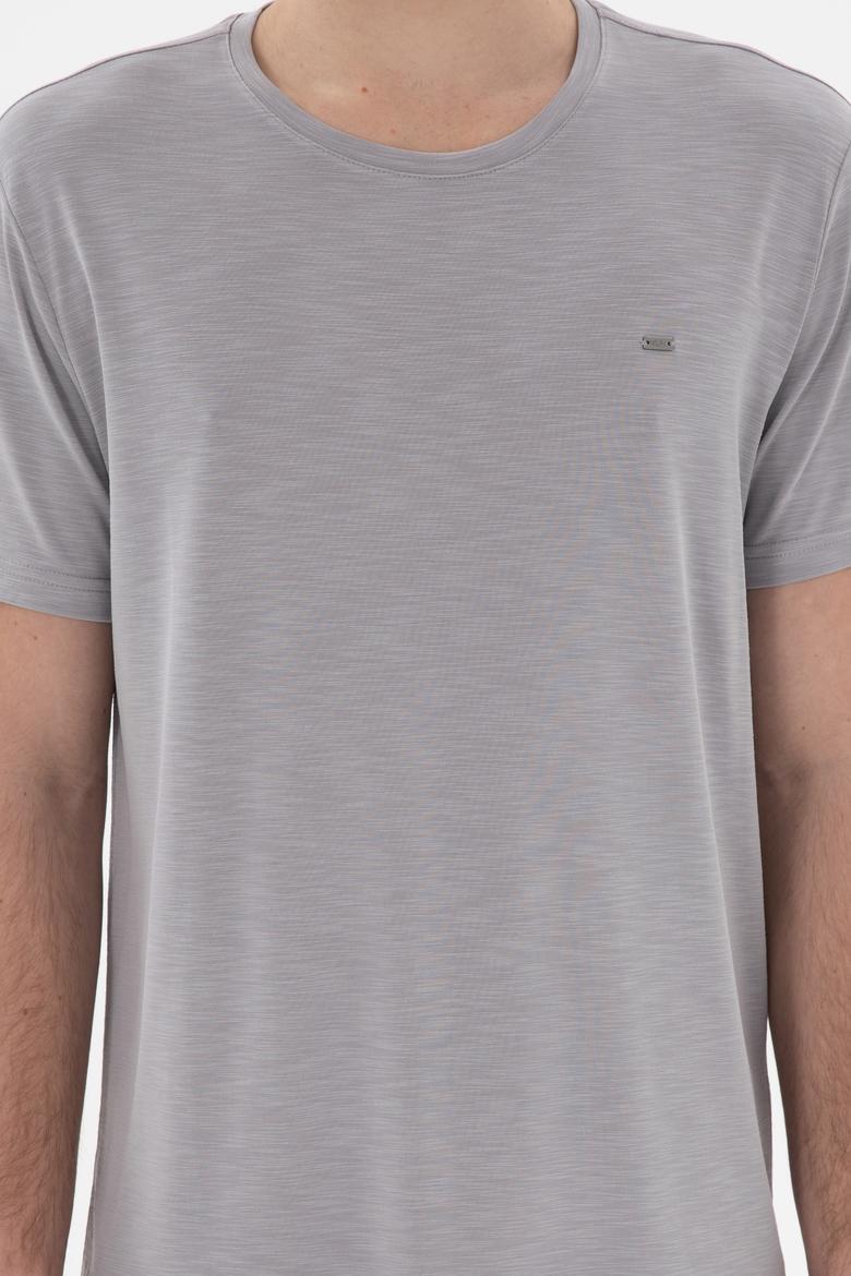 Erkek Regular Fit Bisiklet Yaka Modal Koyu Gri Basic Tişört - 50298033026