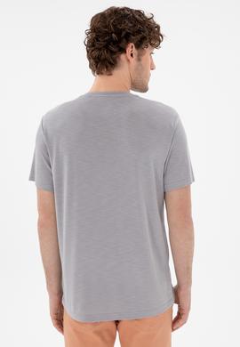 Erkek Regular Fit Bisiklet Yaka Modal Koyu Gri Basic Tişört - 50298033026