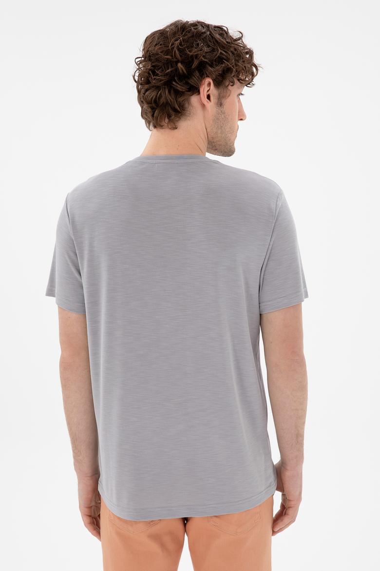 Erkek Regular Fit Bisiklet Yaka Modal Koyu Gri Basic Tişört - 50298033026