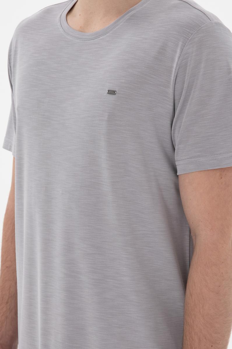 Erkek Regular Fit Bisiklet Yaka Modal Koyu Gri Basic Tişört