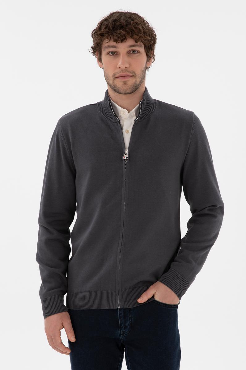 Erkek Antrasit Basic Triko Hırka