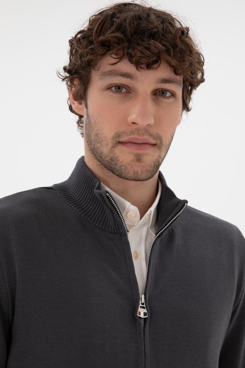 Erkek Antrasit Basic Triko Hırka - 50298268005