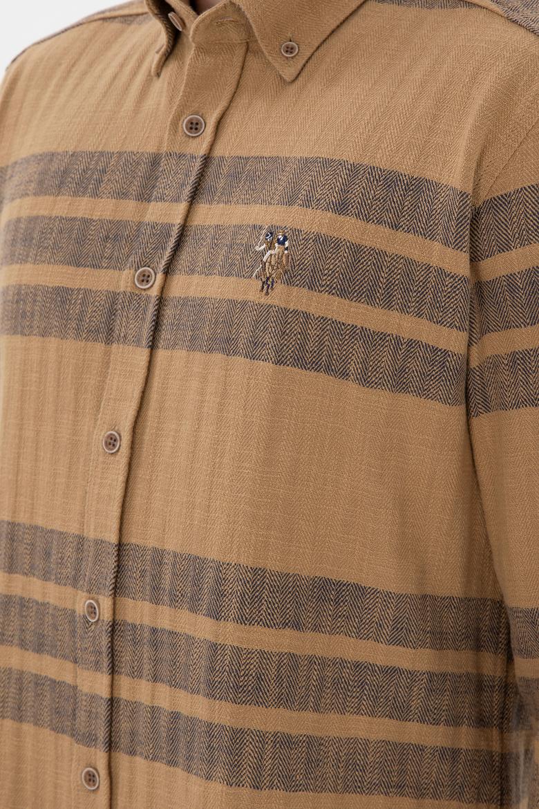 Erkek Açık Haki Uzun Kollu Gömlek - 50297491007