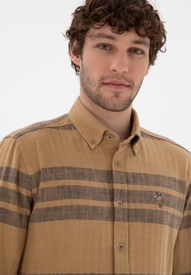 Erkek Açık Haki Uzun Kollu Gömlek - 50297491007