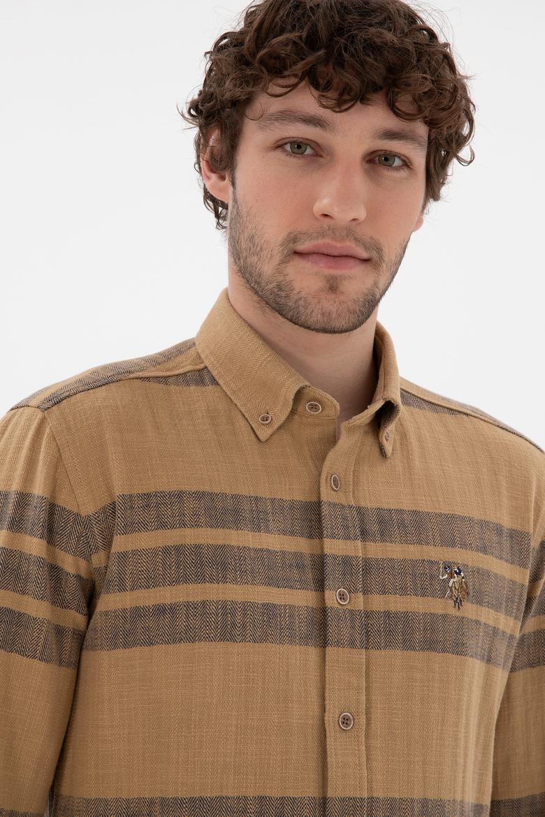 Erkek Açık Haki Uzun Kollu Gömlek - 50297491007