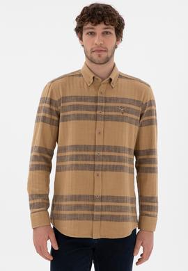 Erkek Açık Haki Uzun Kollu Gömlek - 50297491007