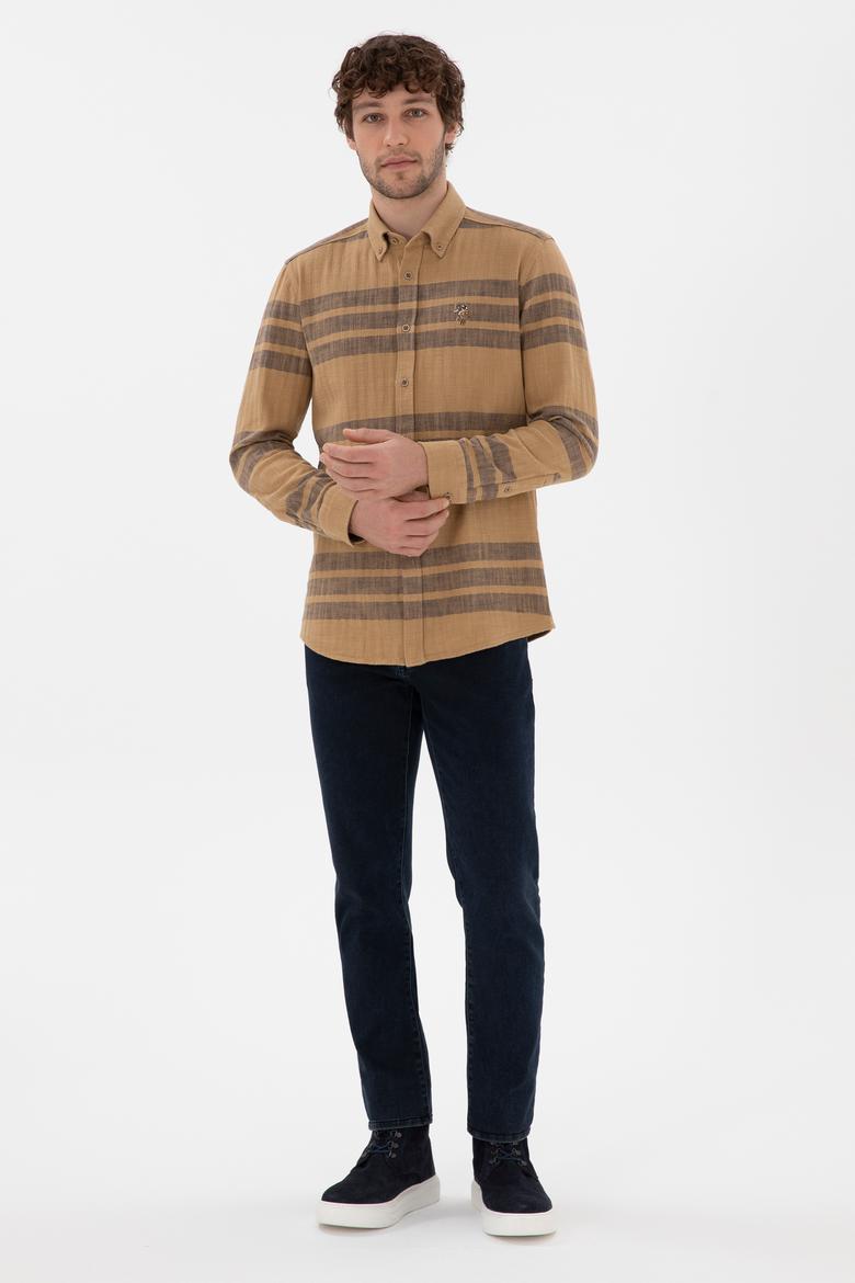 Erkek Açık Haki Uzun Kollu Gömlek - 50297491007