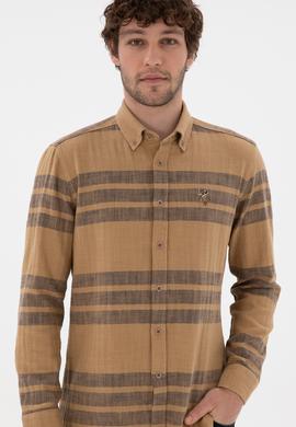 Erkek Açık Haki Uzun Kollu Gömlek - 50297491007