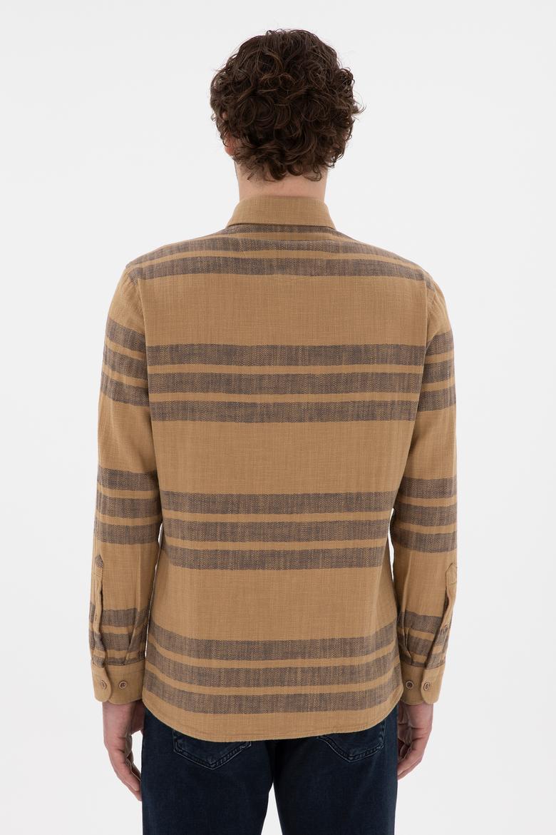 Erkek Açık Haki Uzun Kollu Gömlek - 50297491007