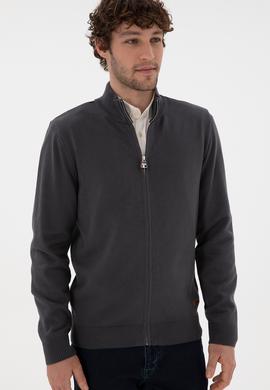 Erkek Antrasit Basic Triko Hırka - 50298268005