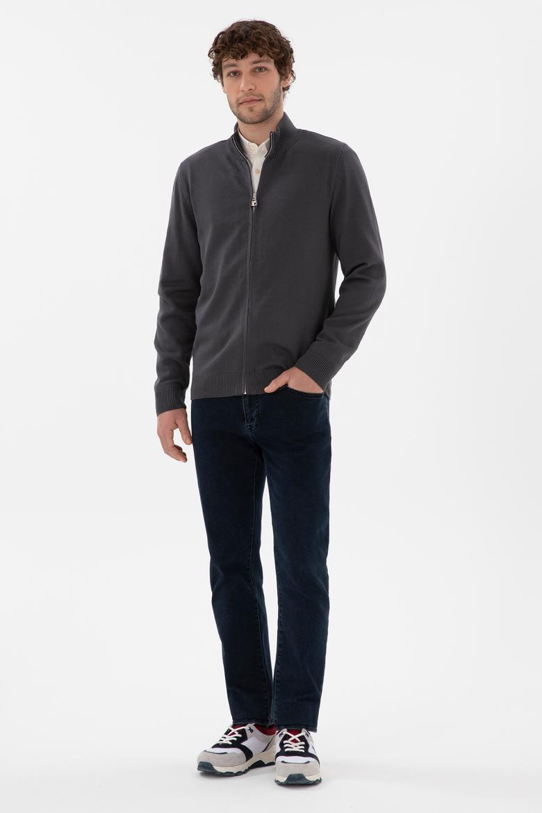 Erkek Antrasit Basic Triko Hırka - 50298268005