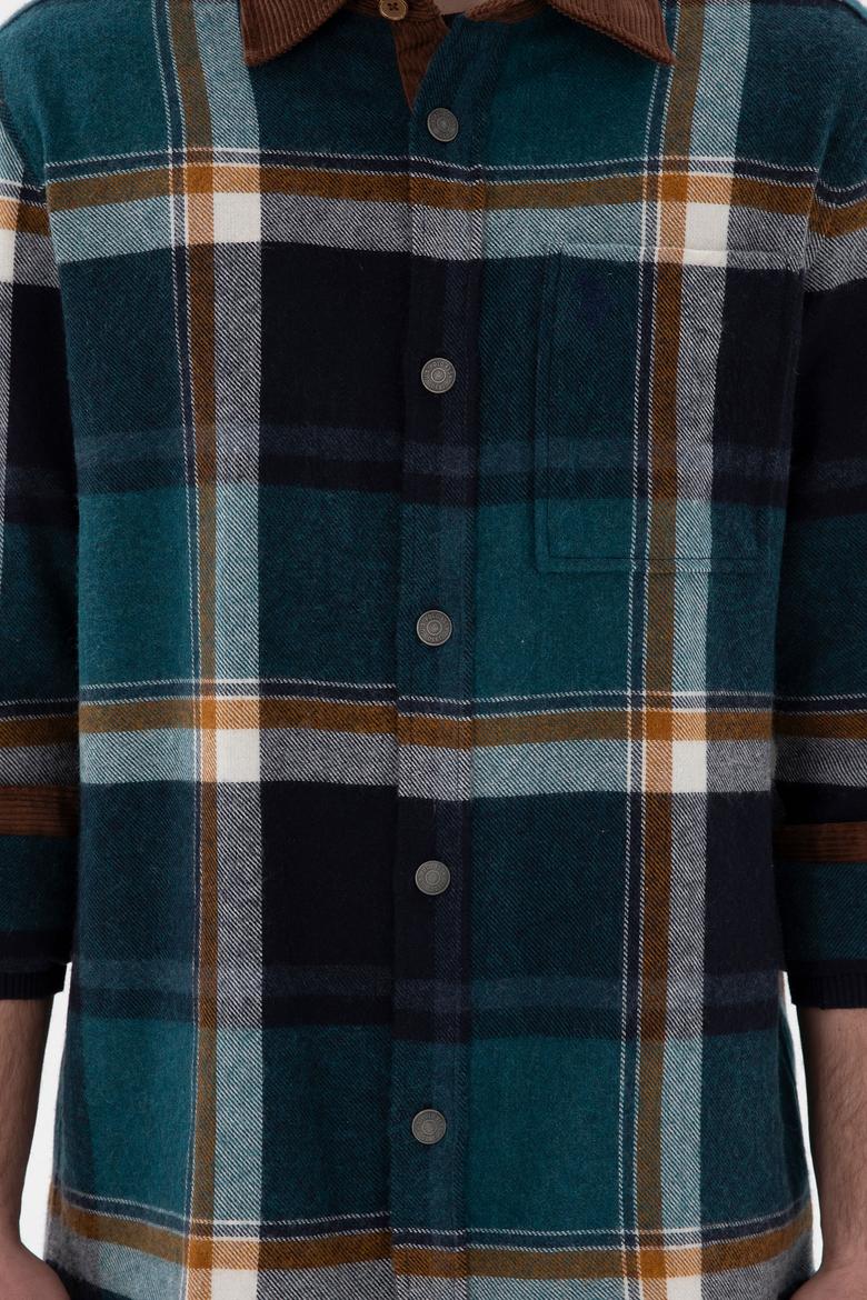 Erkek Koyu Yeşil Uzun Kollu Gömlek - 50296540017