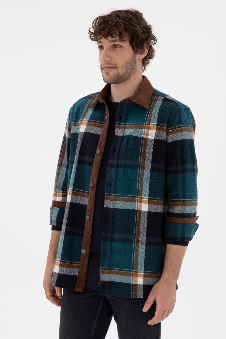 Erkek Koyu Yeşil Uzun Kollu Gömlek