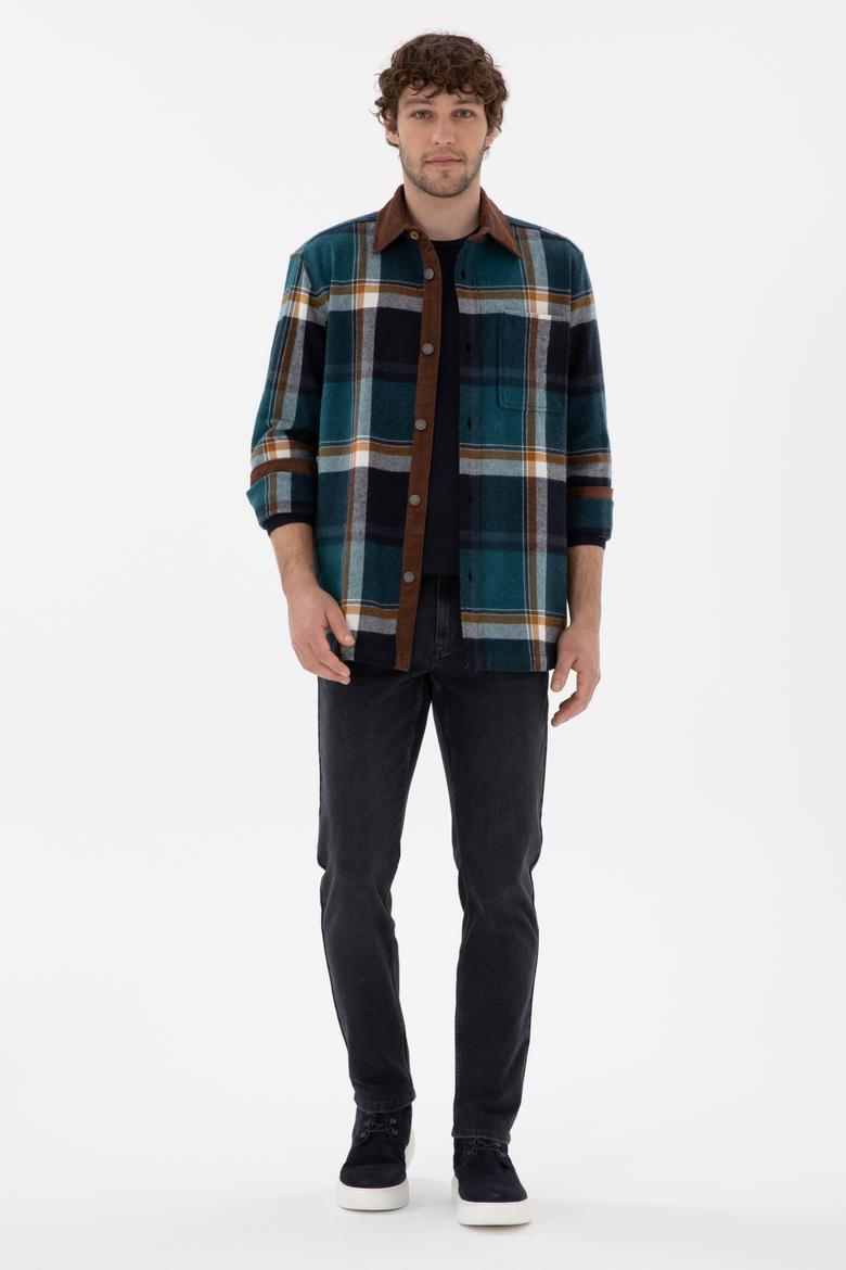 Erkek Koyu Yeşil Uzun Kollu Gömlek - 50296540017