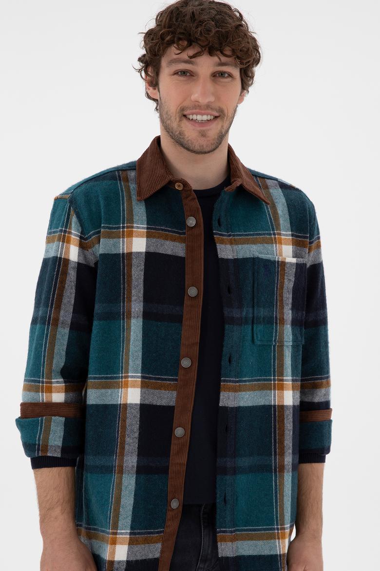 Erkek Koyu Yeşil Uzun Kollu Gömlek - 50296540017