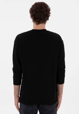 Erkek Comfort Fit Bisiklet Yaka Siyah Sweatshirt - 50290777017