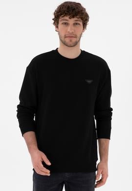 Erkek Comfort Fit Bisiklet Yaka Siyah Sweatshirt - 50290777017