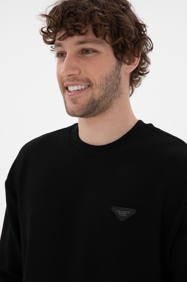 Erkek Comfort Fit Bisiklet Yaka Siyah Sweatshirt