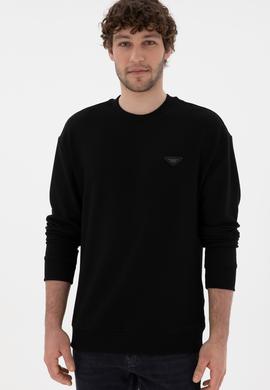 Erkek Comfort Fit Bisiklet Yaka Siyah Sweatshirt - 50290777017