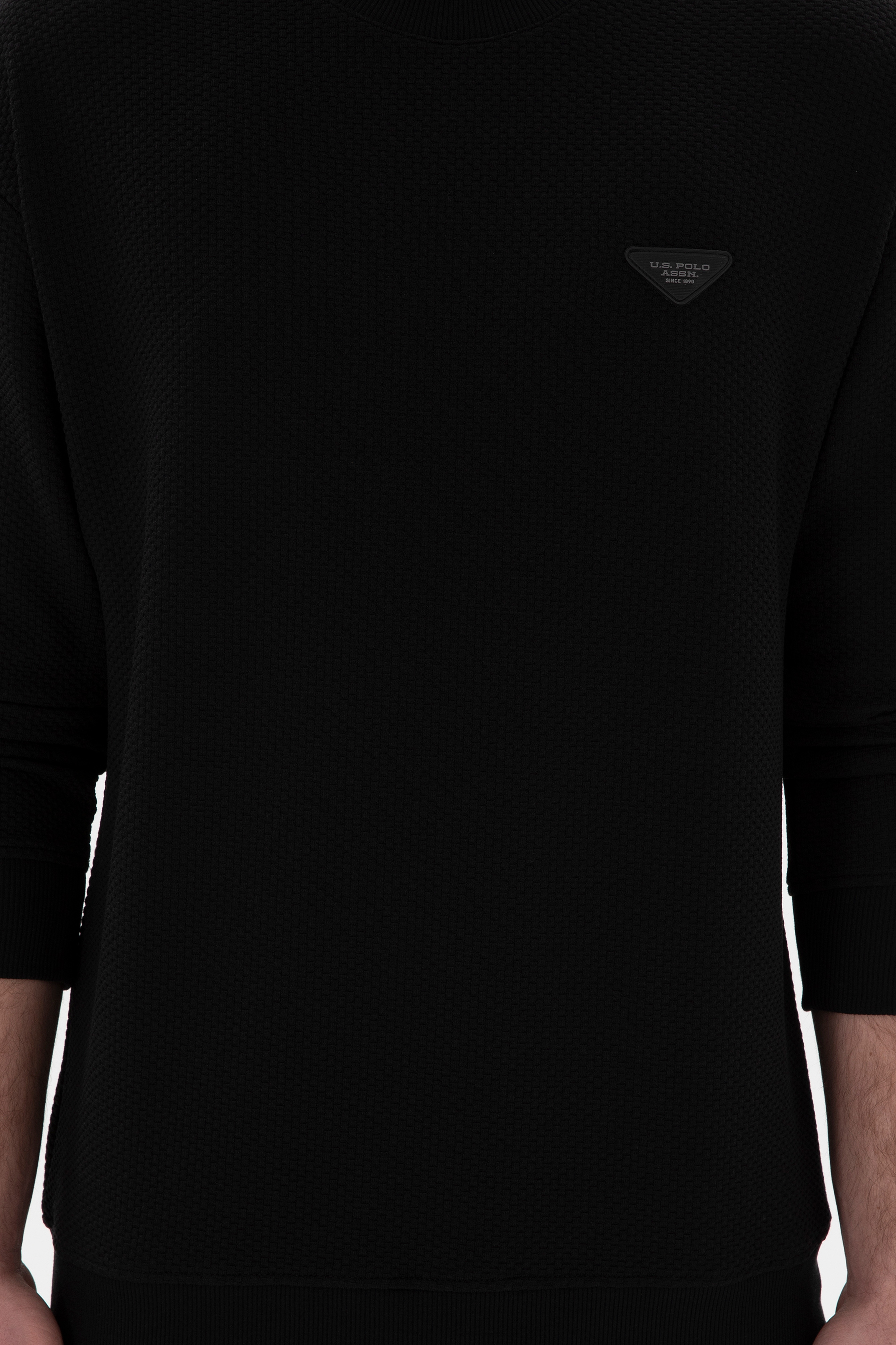 Erkek Comfort Fit Bisiklet Yaka Siyah Sweatshirt - Image 6