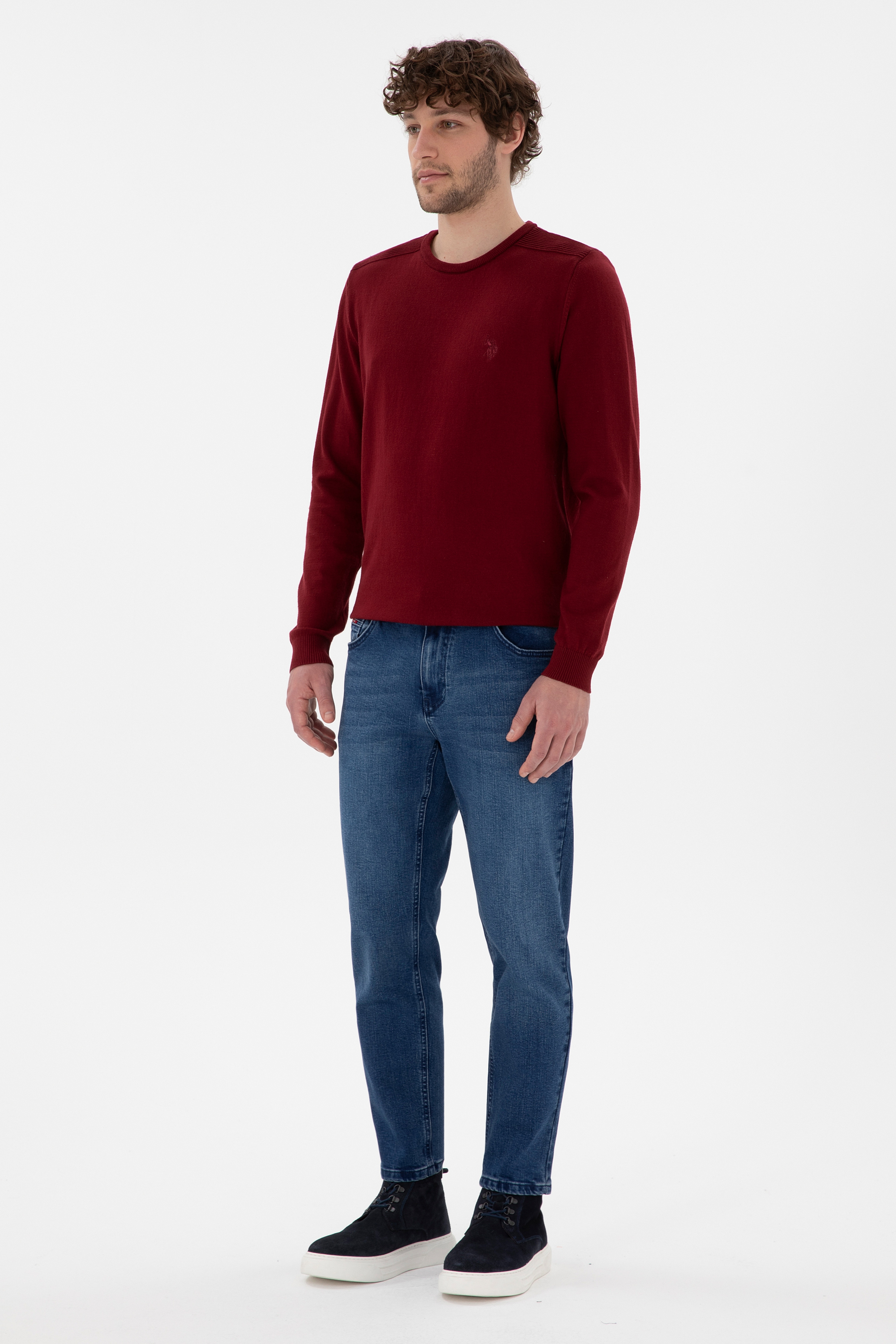 Erkek Bordo Basic Kazak