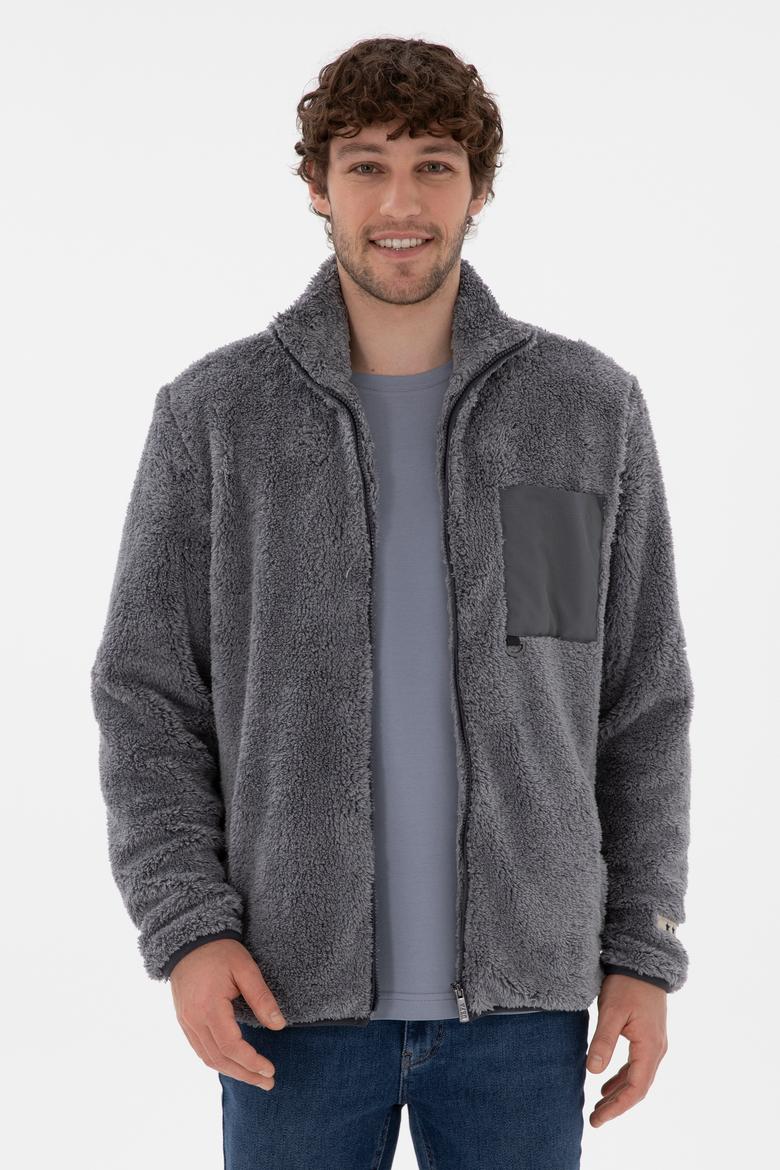 Erkek Açık Gri Örme Hırka