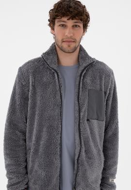 Erkek Açık Gri Örme Hırka - 50295805009