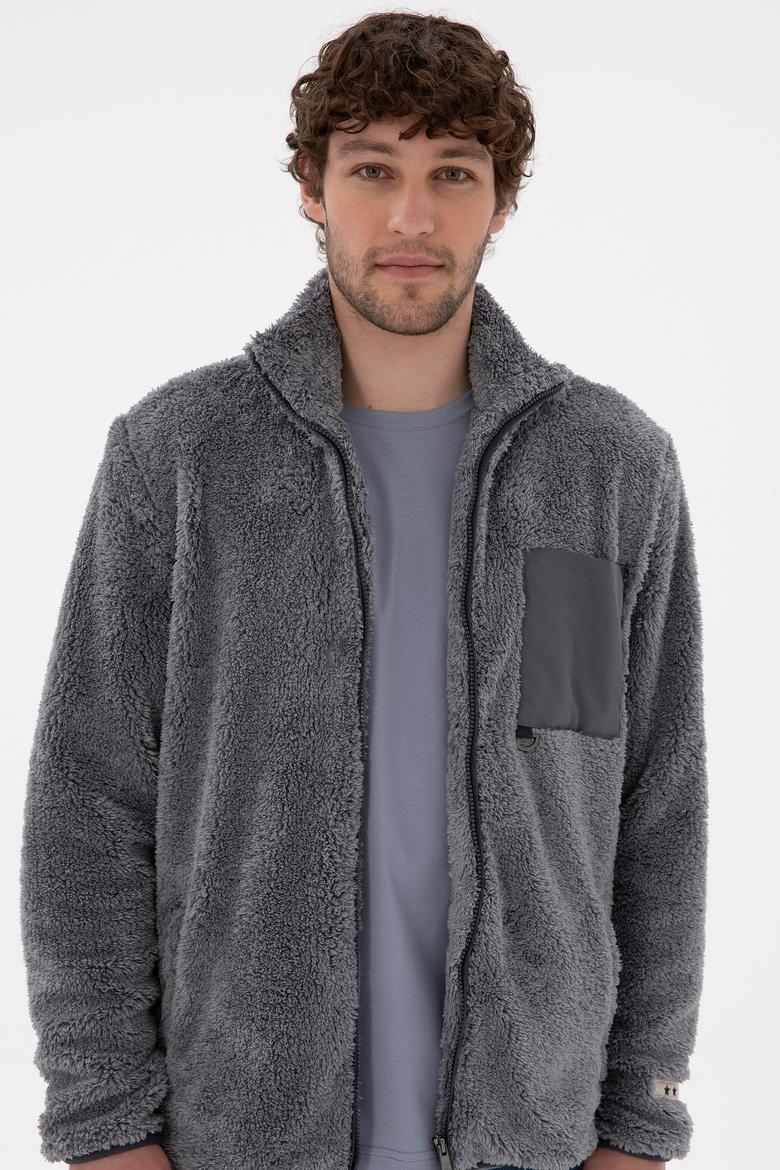 Erkek Açık Gri Örme Hırka - 50295805009