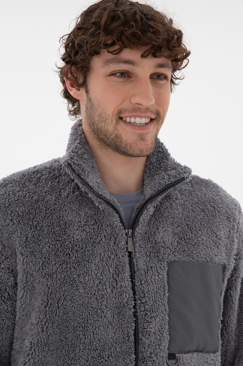 Erkek Açık Gri Örme Hırka