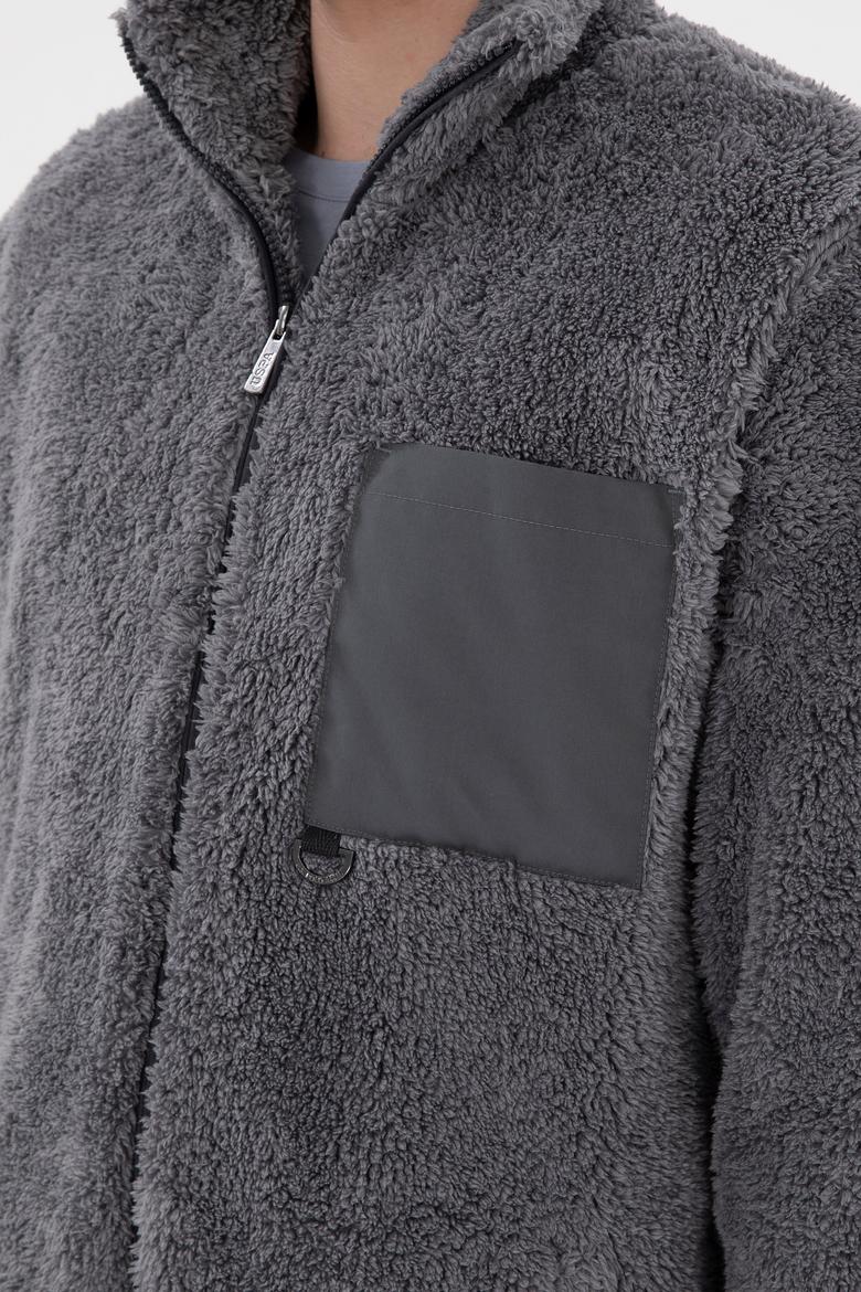 Erkek Açık Gri Örme Hırka - 50295805009