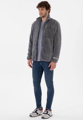 Erkek Açık Gri Örme Hırka - 50295805009