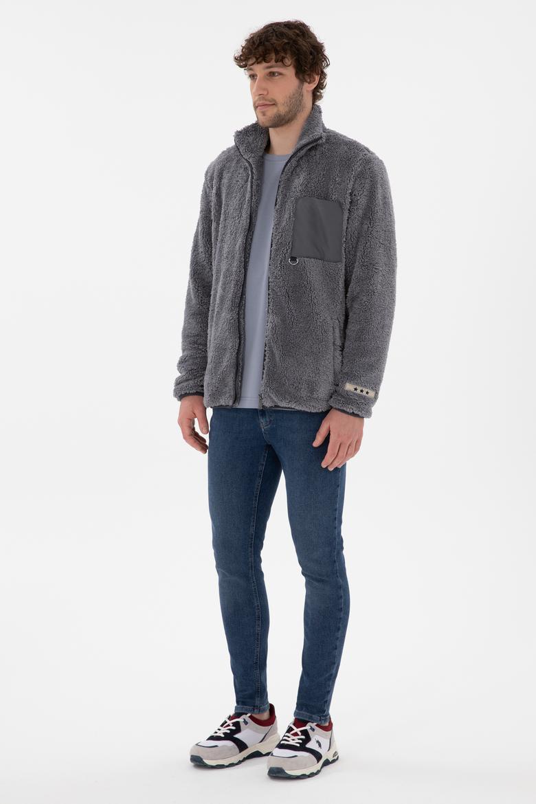 Erkek Açık Gri Örme Hırka - 50295805009