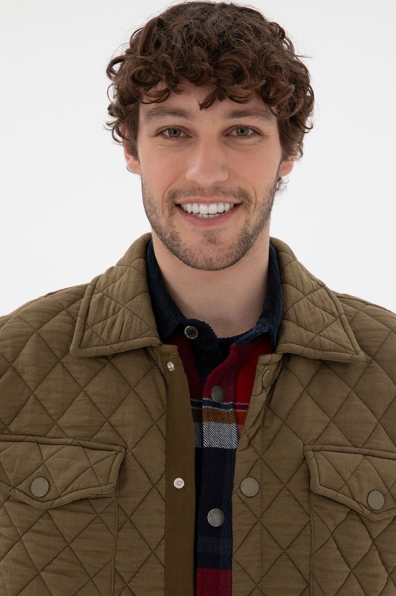 Erkek Haki Örme Hırka