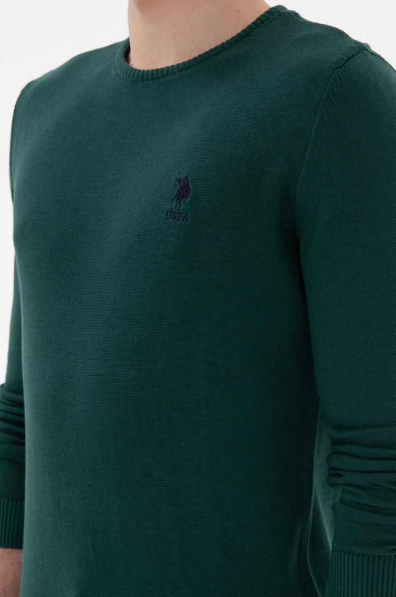 Erkek Koyu Yeşil Basic Kazak