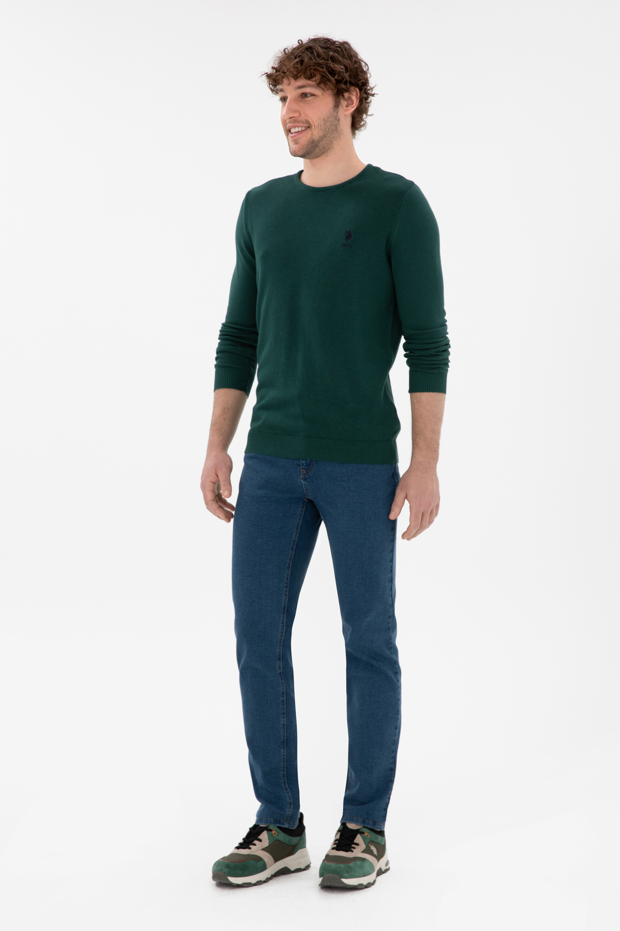 Erkek Koyu Yeşil Basic Kazak - Image 4