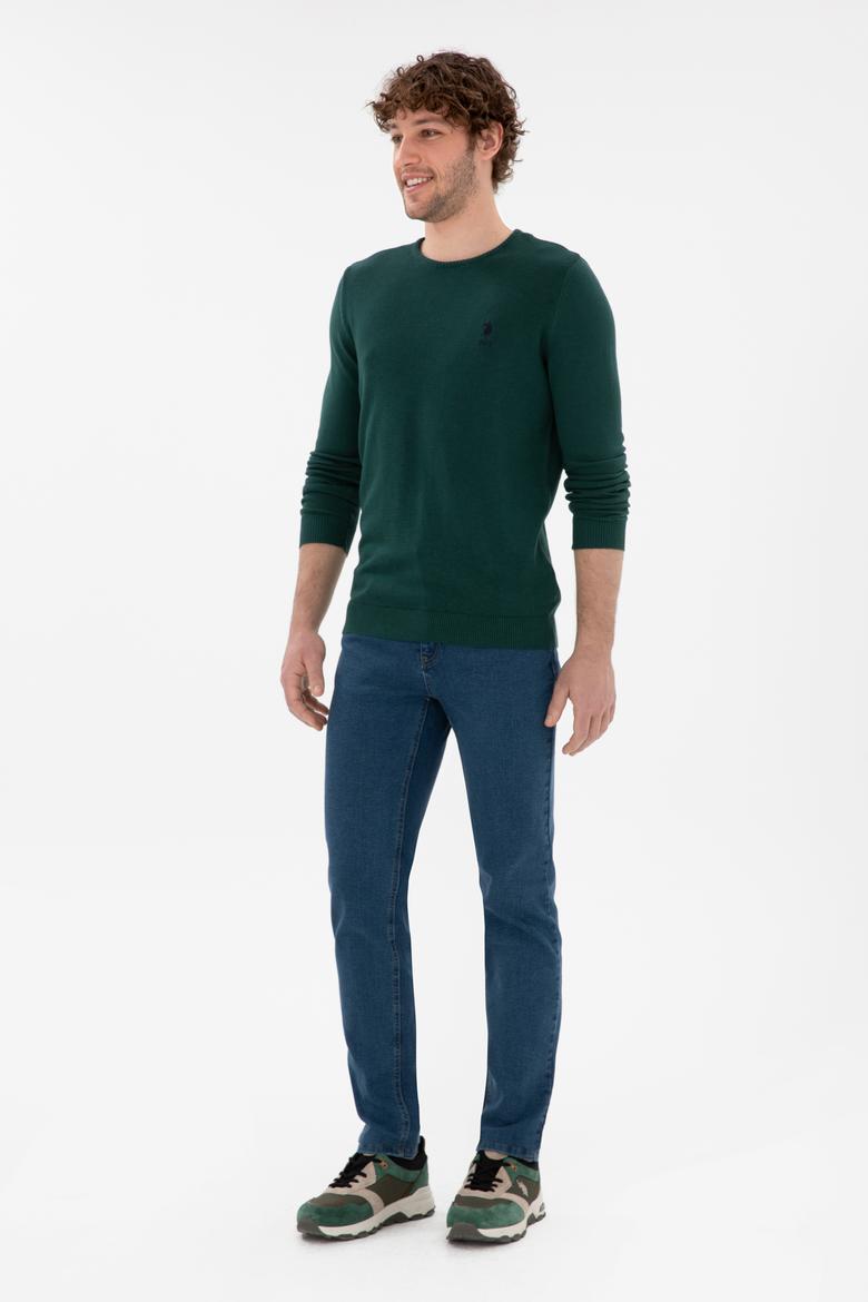 Erkek Koyu Yeşil Basic Kazak - 50288880110