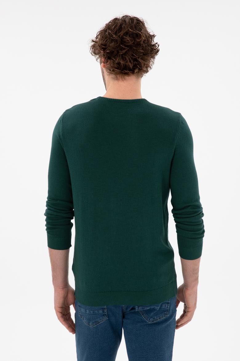 Erkek Koyu Yeşil Basic Kazak - 50288880110