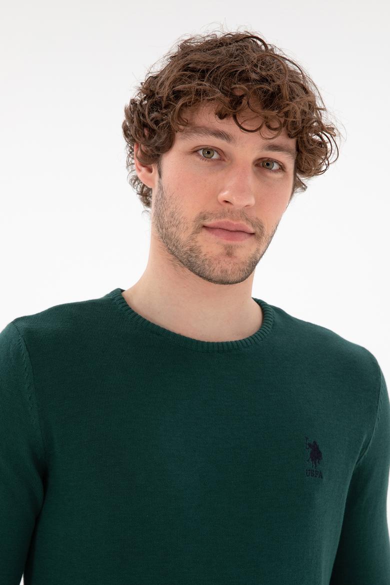 Erkek Koyu Yeşil Basic Kazak - 50288880110