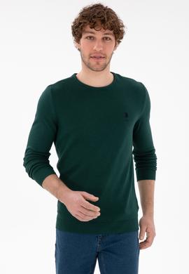 Erkek Koyu Yeşil Basic Kazak - 50288880110